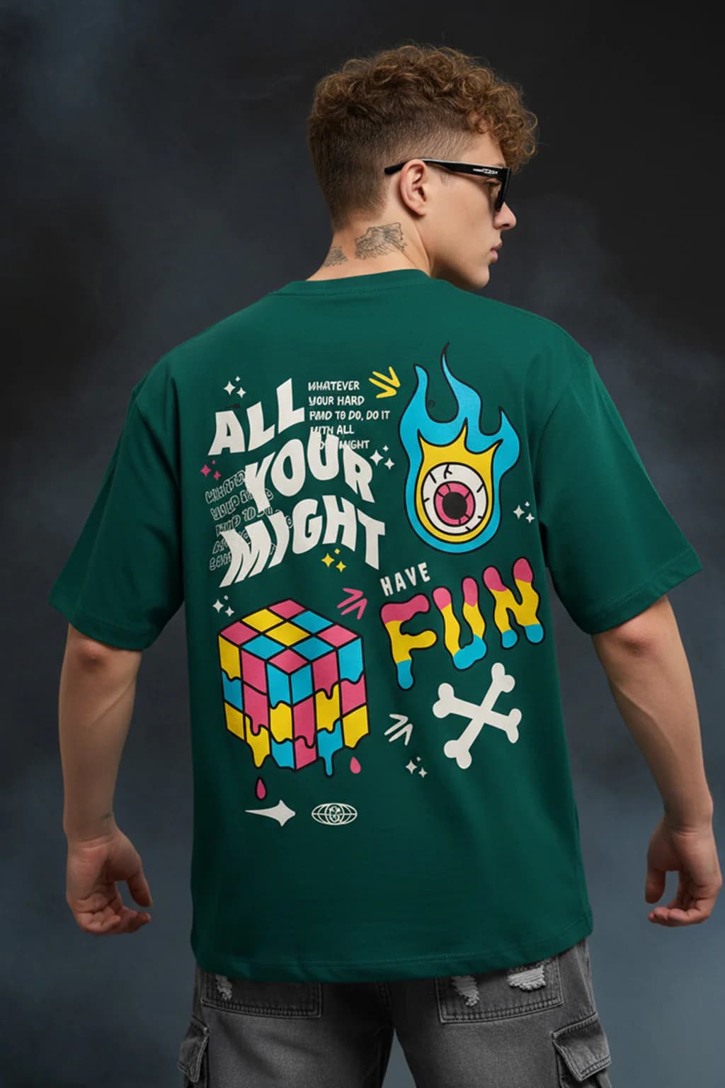GREEN-T-SHIRT WITH PRINT
